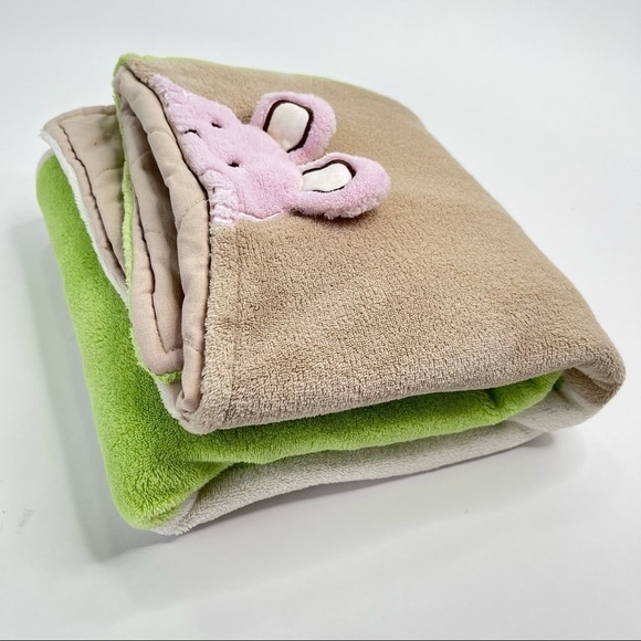 RARE Indigo Baby ABC Fuzzy Tan Monkey Bunny Bear Rattle Squeaker Play Blanket - Picture 4 of 17